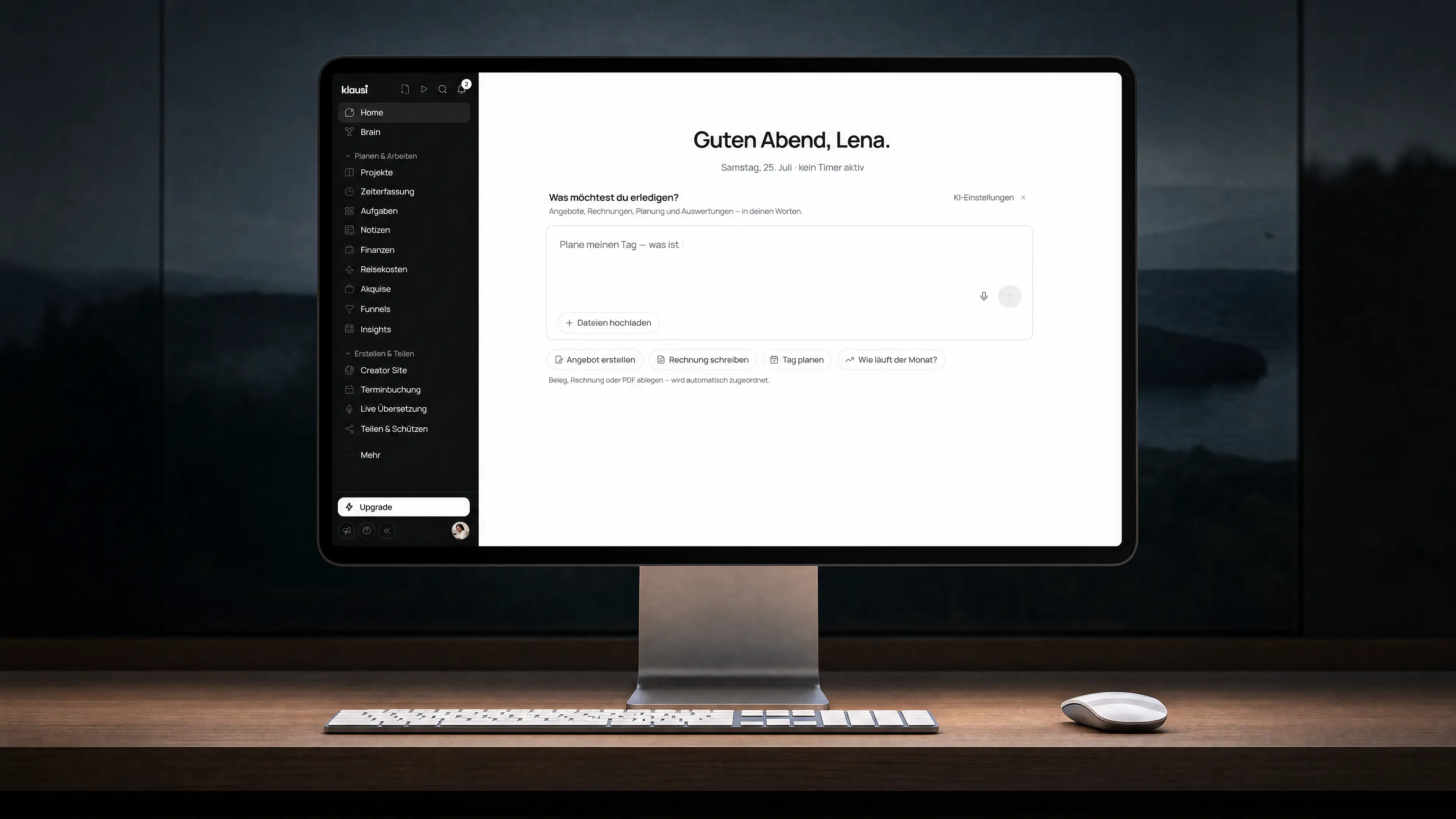 Klausi Workspace mit Akquise, Projekten, Zeiterfassung und Finanzen